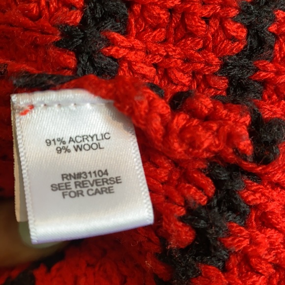 New Direction Red &  Black Stripe Mock Neck Knit Flare Sweater Size L - Picture 11 of 11